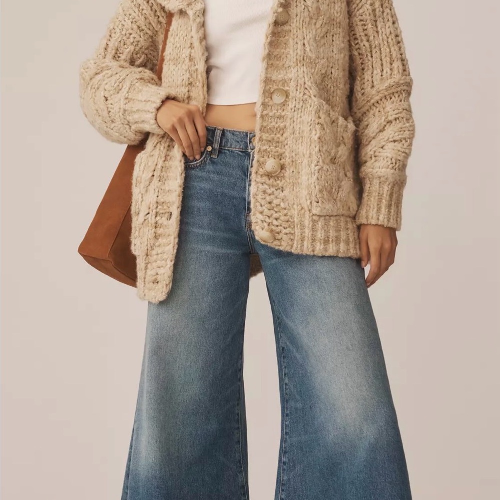 Pilcro Oversized Cable Knit Cardigan Sweater - Picture 4 of 9